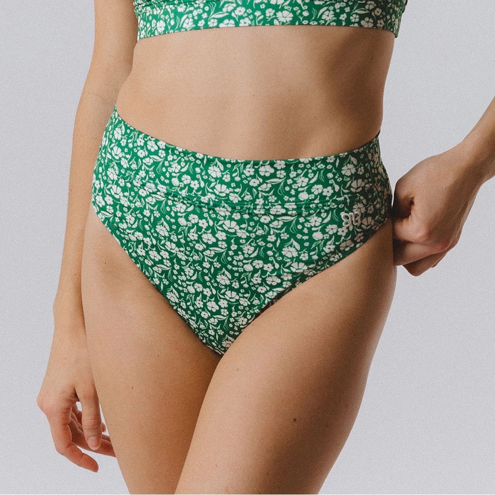 NWT Albion Fit Micro Green Ivy Almost Cheeky Floral Bikini Bottom